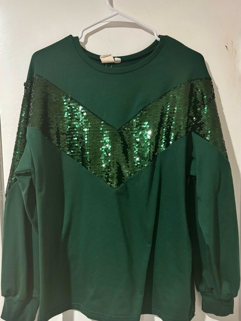 Women’s Emerald Sequin Chevron Sweatshirt